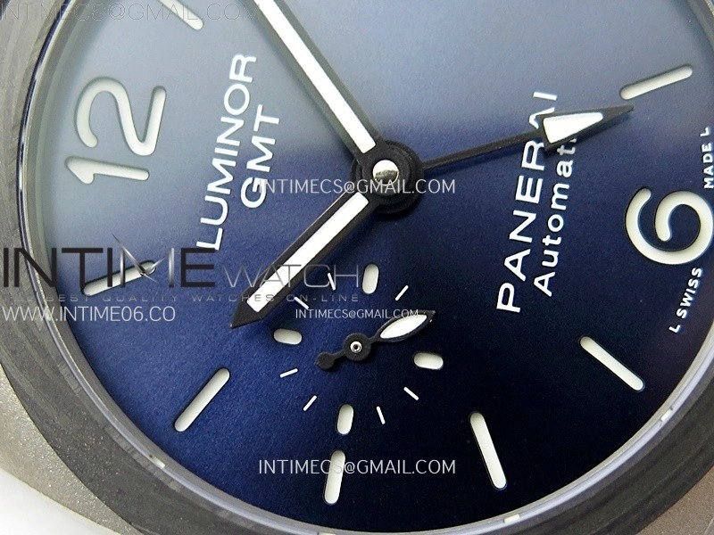 PAM1279 X Luminor GMT 42mm Titanium VSF 1:1 Best Edition Blue Dial on Black Leather Strap P.9011 Super Clone